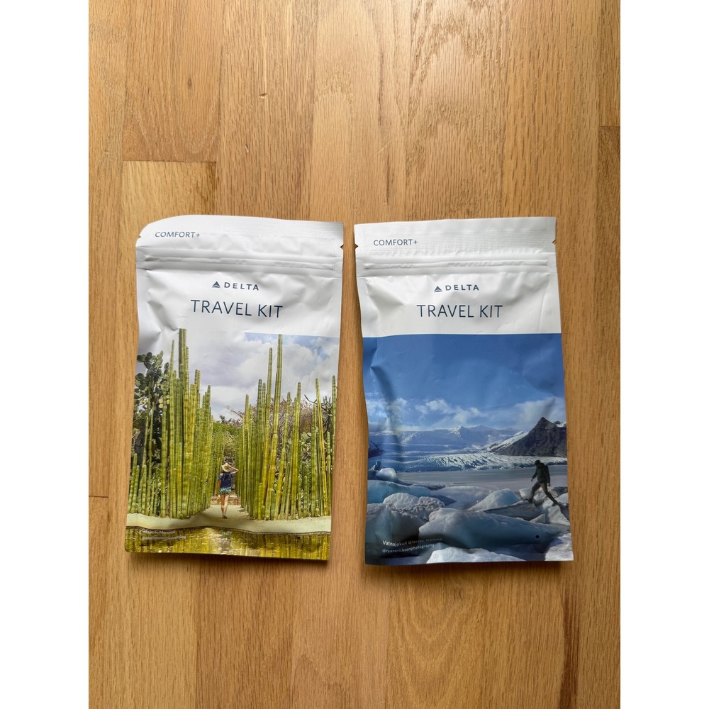NWT DELTA Set of 2 Travel Kit Amenity Pouch Set Comfort+ Ryan Erickson